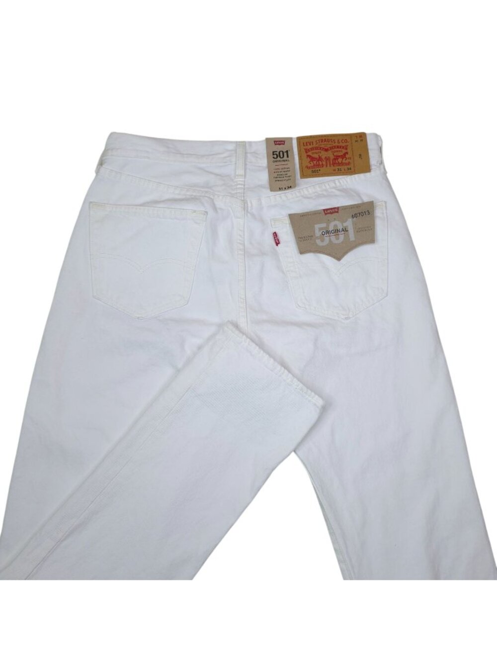 Levis 501 Original White Jeans W31 L34 Straight Leg 100% Cotton